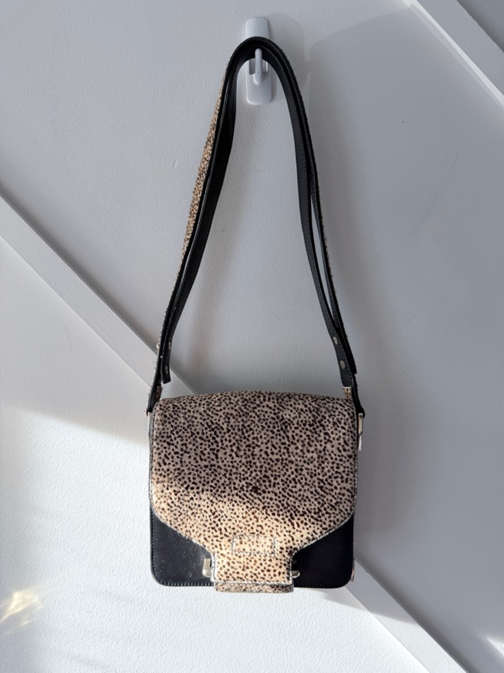 Loeffler Randall Haircalf Leather Bag | Animal Print Flap Shoulder Bag Neutral